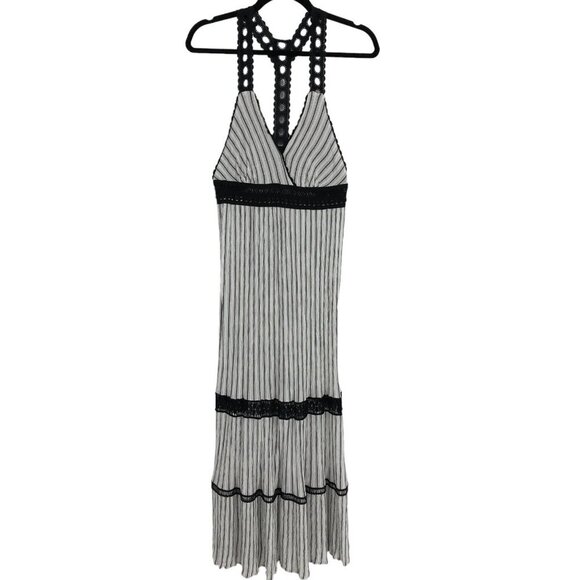 Anthropologie Lilka Black & White Striped Maxi Y-Back Dress ~XS - Picture 2 of 16